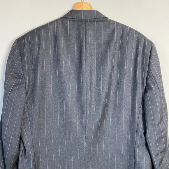Hart Schaffner Marx Pinstripe Wool Sport Coat Dinner Jacket Blazer Men 44L Black - Picture 10 of 13